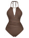 Maillot De Bain Une Pièce Bretelles Nues Col V Profond Froncé Année 1940