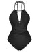 Maillot De Bain Une Pièce Bretelles Nues Col V Profond Froncé Année 1940