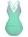 Ensemble De Tankini Colorblock Col V Profond Dos Épinglé Année 1940