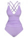 Ensemble De Tankini Colorblock Col V Profond Dos Épinglé Année 1940