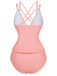 Ensemble De Tankini Colorblock Col V Profond Dos Épinglé Année 1940