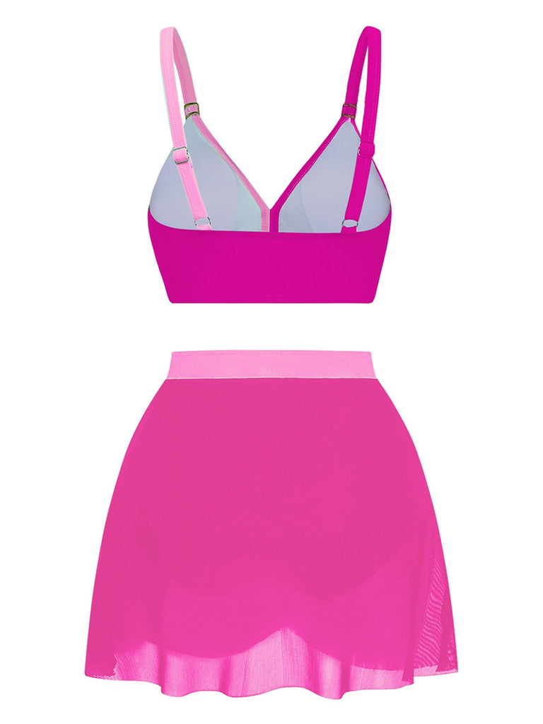 Ensemble bikini maille froncée dos croisé 1950s