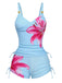 Tankini noirs à lacets uni à motif floral années 1950