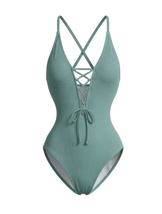 Maillot de Bain 1 Pièce Dos-Nu Croisé Lacé Années 80