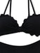 Maillot de Bain 1 Pièce Texturé Ajouré Bordure Festonnée Noir Années 50