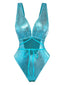 Maillot de Bain Une Pièce Métallique Turquoise Années 70
