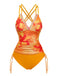 Ensemble tankini patchwork floral à col en V années 1950