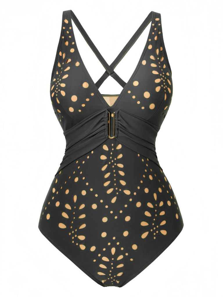 Ajouré Métal Boucle Maillot de Bain Une Pièce Années 1940 4