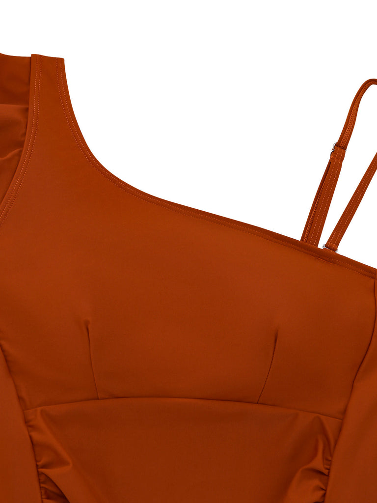 Maillot de Bain Une Pièce à Col Asymétrique et Volants Années '40 4