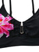Set Tankini Noir à Fleurs avec Boucle en Métal Années '40 4