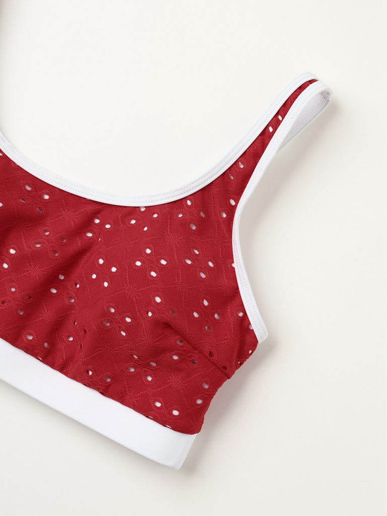 Ensemble tankini taille haute à œillets années 1940