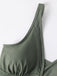Ensemble Tankini Col V Maille Uni et Jupe Froncée Années 1960 3