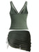 Ensemble Tankini Col V Maille Uni et Jupe Froncée Années 1960 7