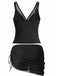 Ensemble Tankini Col V Maille Uni et Jupe Froncée Années 1960 9
