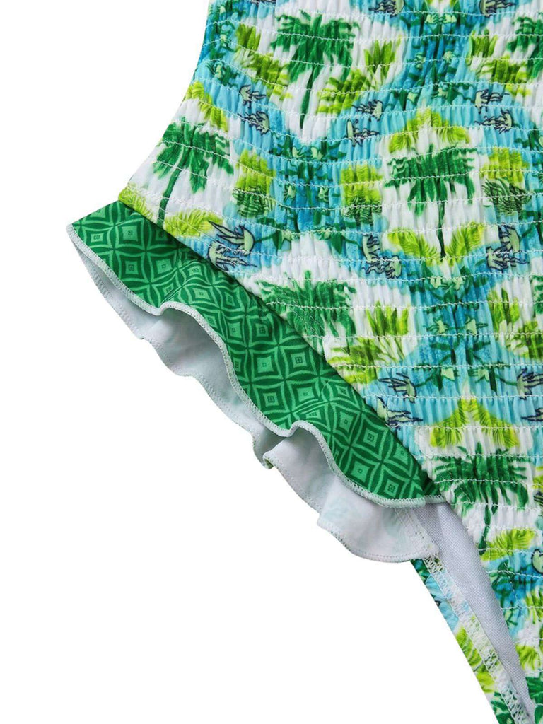 Maillot de bain imprimé cocotier tropical années 1960