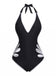 Maillot de bain une pièce noir à découpes florales années 1940