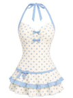 [Prévente] Maillot de bain bleue col licou à pois années 40