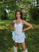 Maillot de bain bleue col licou à pois années 40