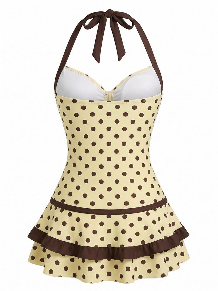 [Prévente] Maillot de bain bleue col licou à pois années 40