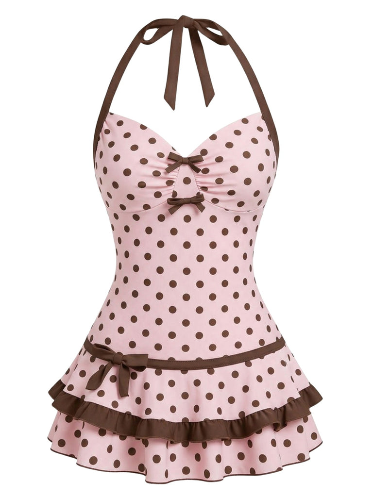 [Prévente] Maillot de bain bleue col licou à pois années 40