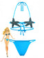 Ensemble bikini bleu dos nu et étoiles de mer années 1980