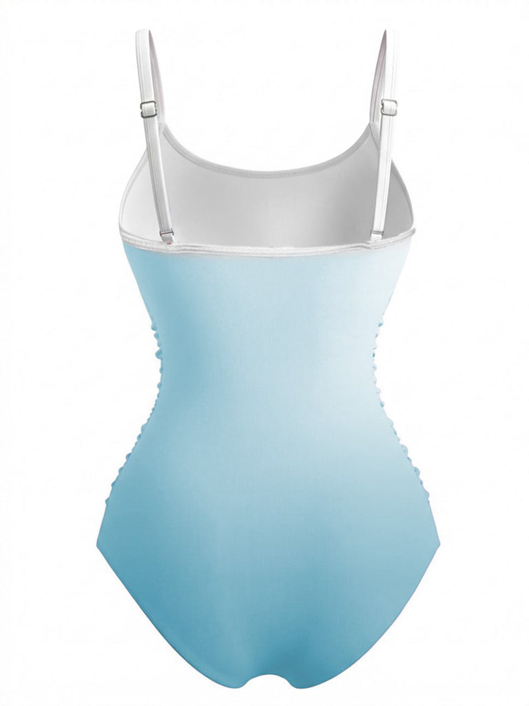 Maillot de bain une pièce dégradé à bretelles croisées années 1940