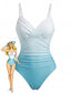 Maillot de bain une pièce dégradé à bretelles croisées années 1940