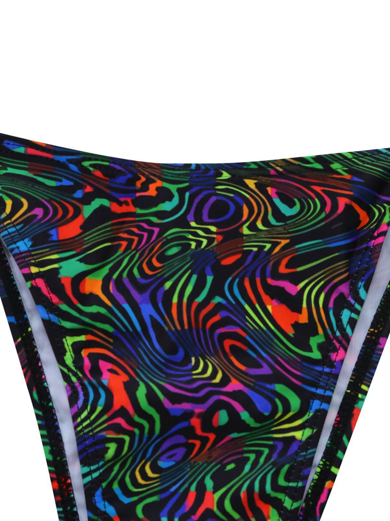 Maillot de Bain 2PCS Noir Camo & en Filet Crop Années 1960 7