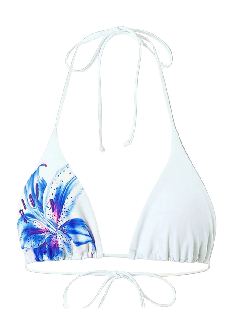 3PCS Filet Lily Imprimé Ensemble Bikini & Cache-Maillot Années 1950 8