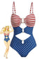 Maillot de Bain Une Pièce Étoiles Rayures Années 40