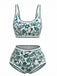 Ensemble Bikini Col Rond Floral Taille Haute Années 1950