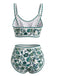 Ensemble Bikini Col Rond Floral Taille Haute Années 1950