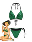 Ensemble Bikini Triangle Vert Vif Col Bando Pailleté Années 80