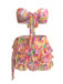 Rose Tie-Dye Floral Ensemble Bikini & Cache-Maillot Années 1980