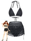 Ensemble bikini halter à pois noir et cache-maillot années 50