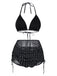 Noir à Pois Halter Ensemble Bikini & Cache-Maillot Années 1950 3