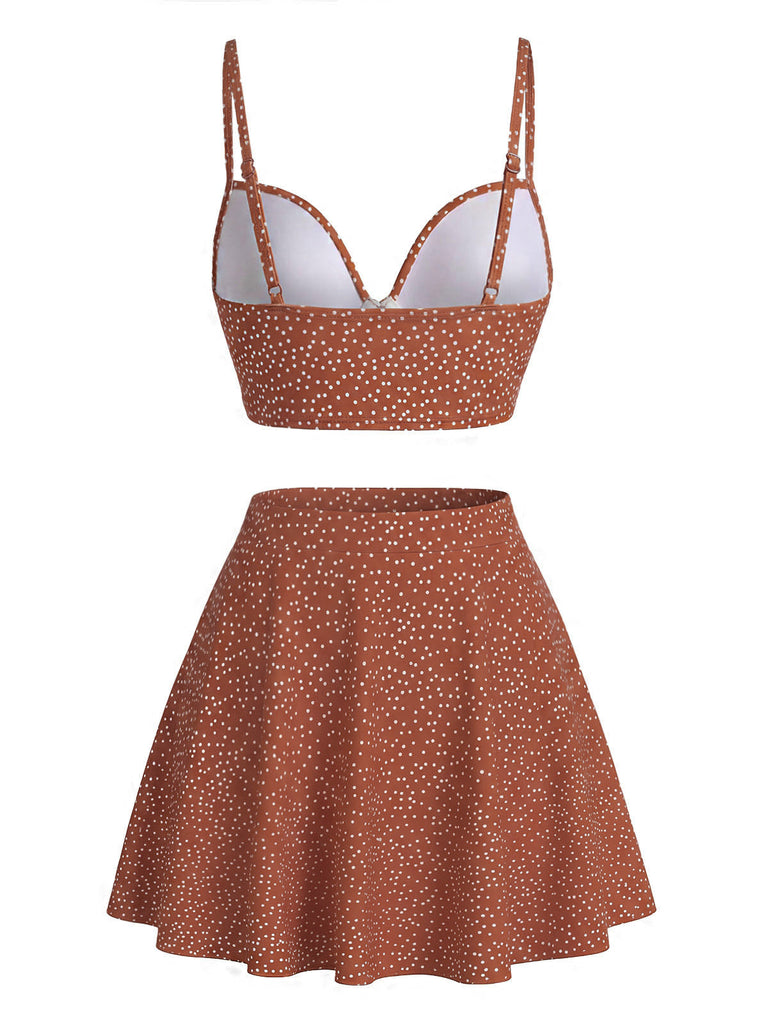 à Pois Taille Haute Ensemble Bikini & Cache-Maillot Années 1950 6