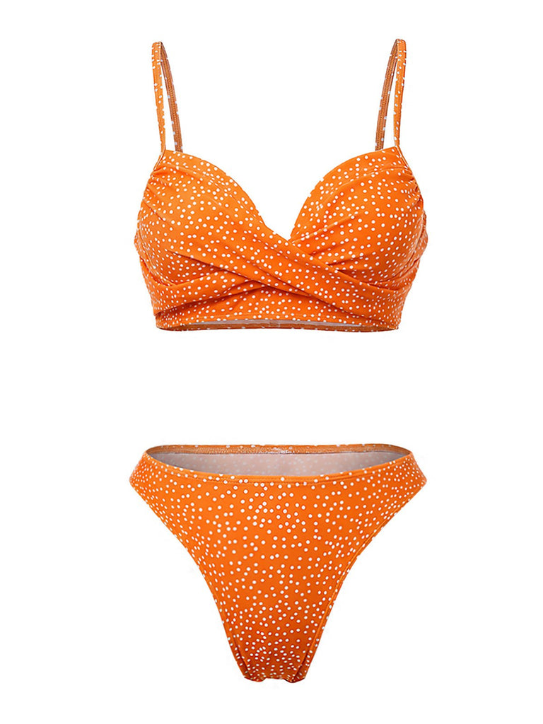Ensemble bikini taille haute à pois et cache-maillot années 50