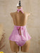 Ensemble tankini halter en V profond floral texturé années 1950