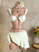 3PCS Uni Metal Sun Chaîne Accent Ensemble Bikini & Cache-Maillot Années 1950 4