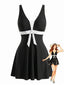 Tankini Noir Et Blanc Nœud Années 50