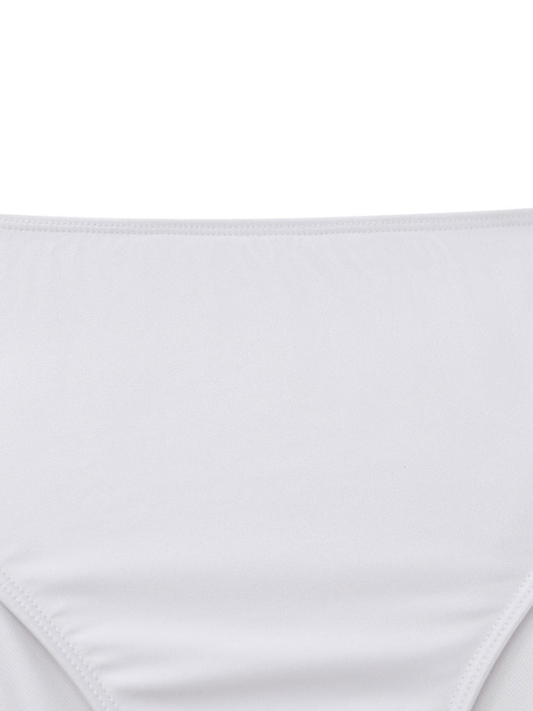 Maillot de Bain Rose en Satin-Finish Blanc Années 1950 7