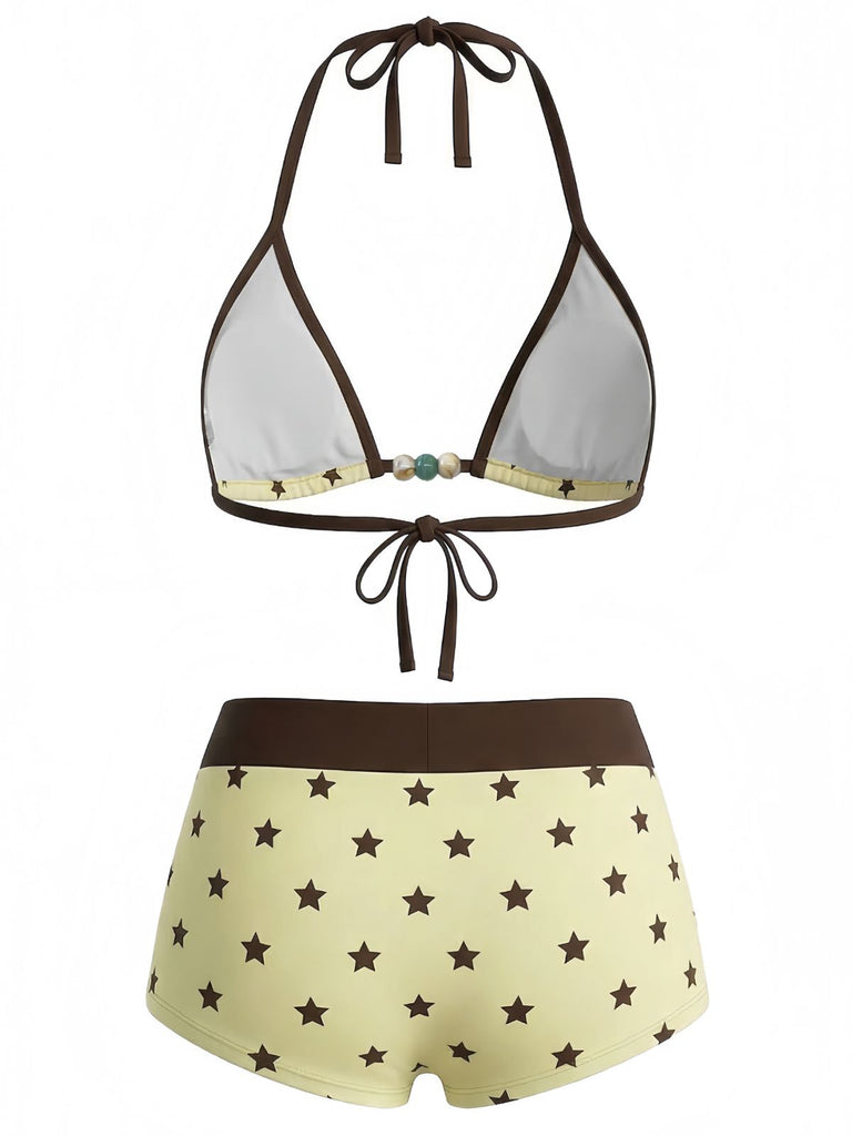 Tie Halter Perlé à Pois Maillot de Bain Set Années 1950 3