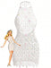 Cache-maillot blanc sequins ajourés crochet années 1960