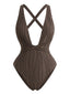 Maillot de bain une pièce marron foncé croisé années 50