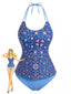 Ensemble tankini rétro imprimés floraux et dos nu années 40