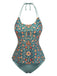 Set Tankini Halter à Imprimés Floraux Rétro Années '40 3