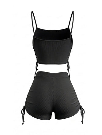 Ensemble Tankini Vintage à Bretelles Froncé Années 1940 2