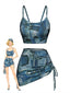 Bikini Bleu Patchwork Denim et Cache Maillot Cordonné Y2K