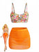 Ensemble tankini taille haute motif floral et boucle en métal forme U années 60